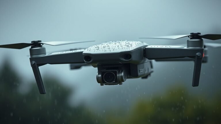 drone flying in rain
