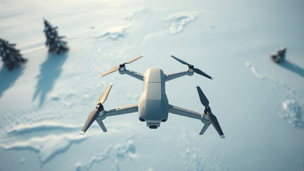 drones flying in snow