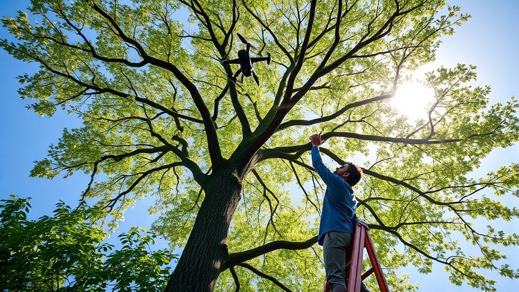 retrieve drone from tree