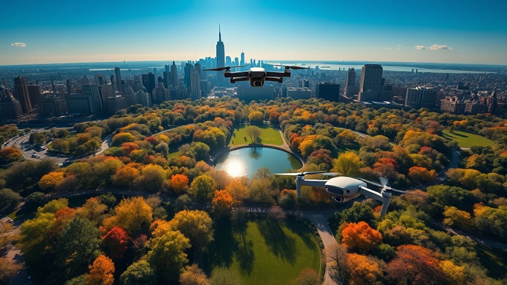 aerial photography in central park