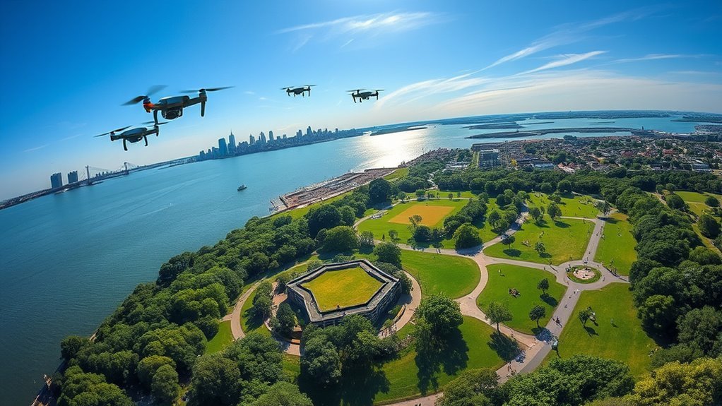 drones soar over governors island