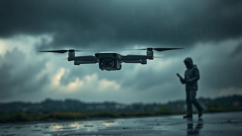 flying drones in rain