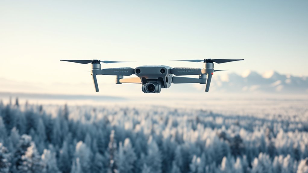flying drones in snow