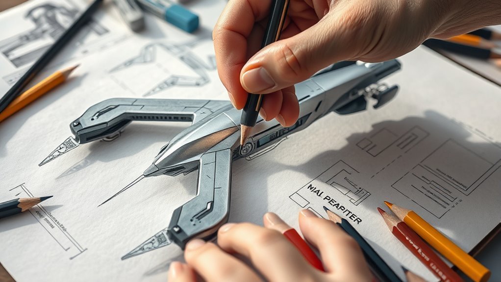 menacing drone design outline