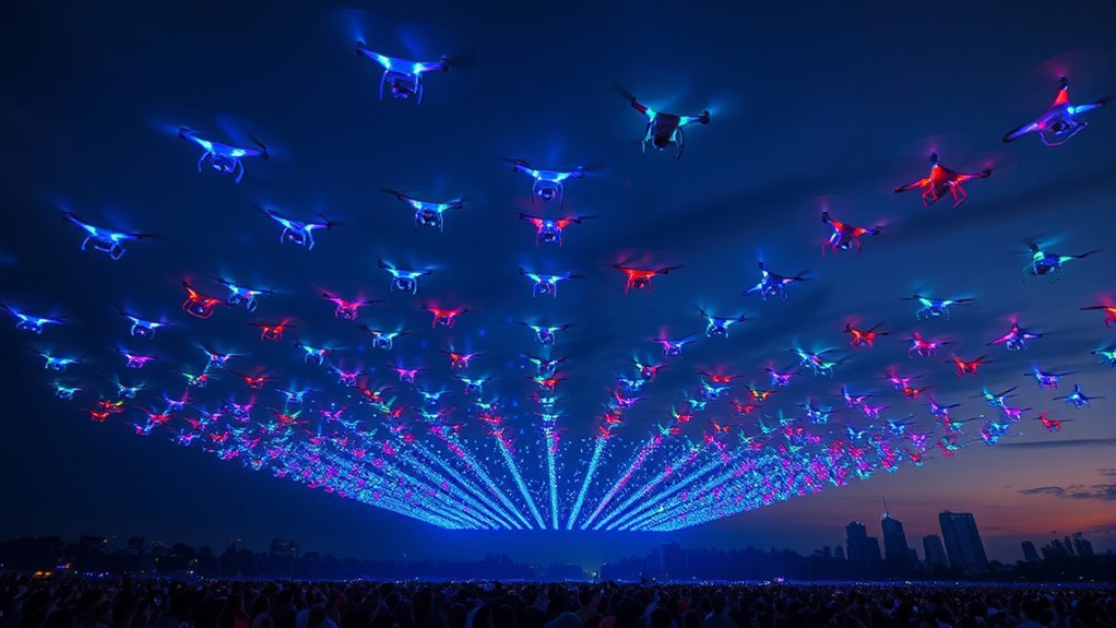 synchronized drone light displays