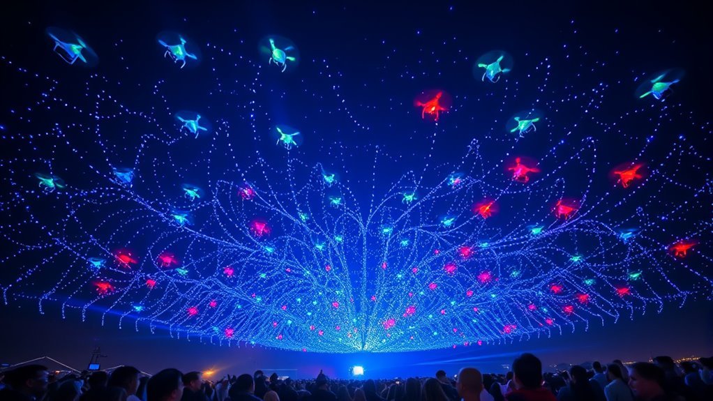 synchronized drone light performances