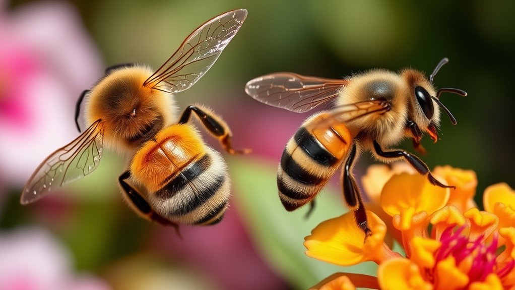 worker bees smaller drones larger