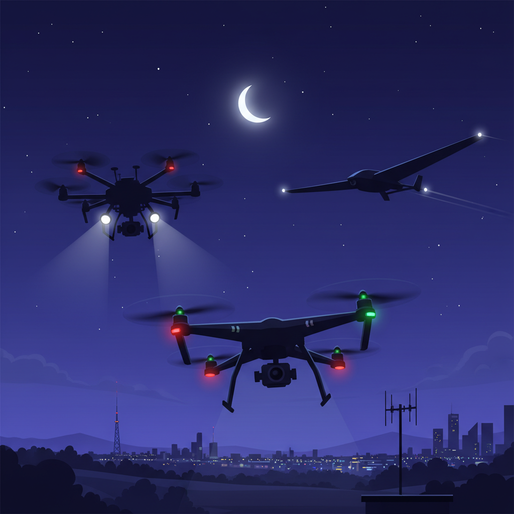 Types of Drones Flying at Night - are there drones in the sky at night