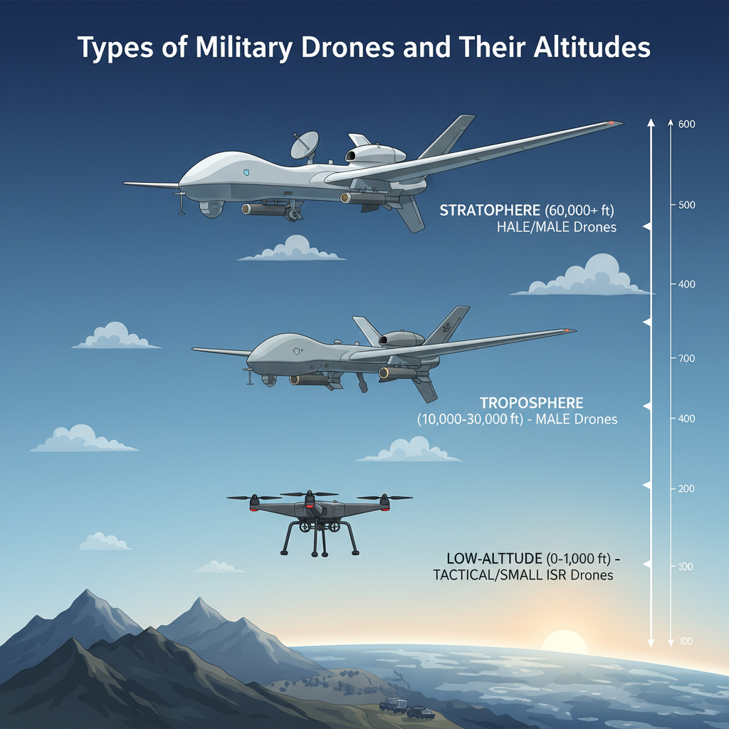 Types of Military Drones and Their Altitudes Types of Military Drones and Their Altitudes - how high can military drones fly