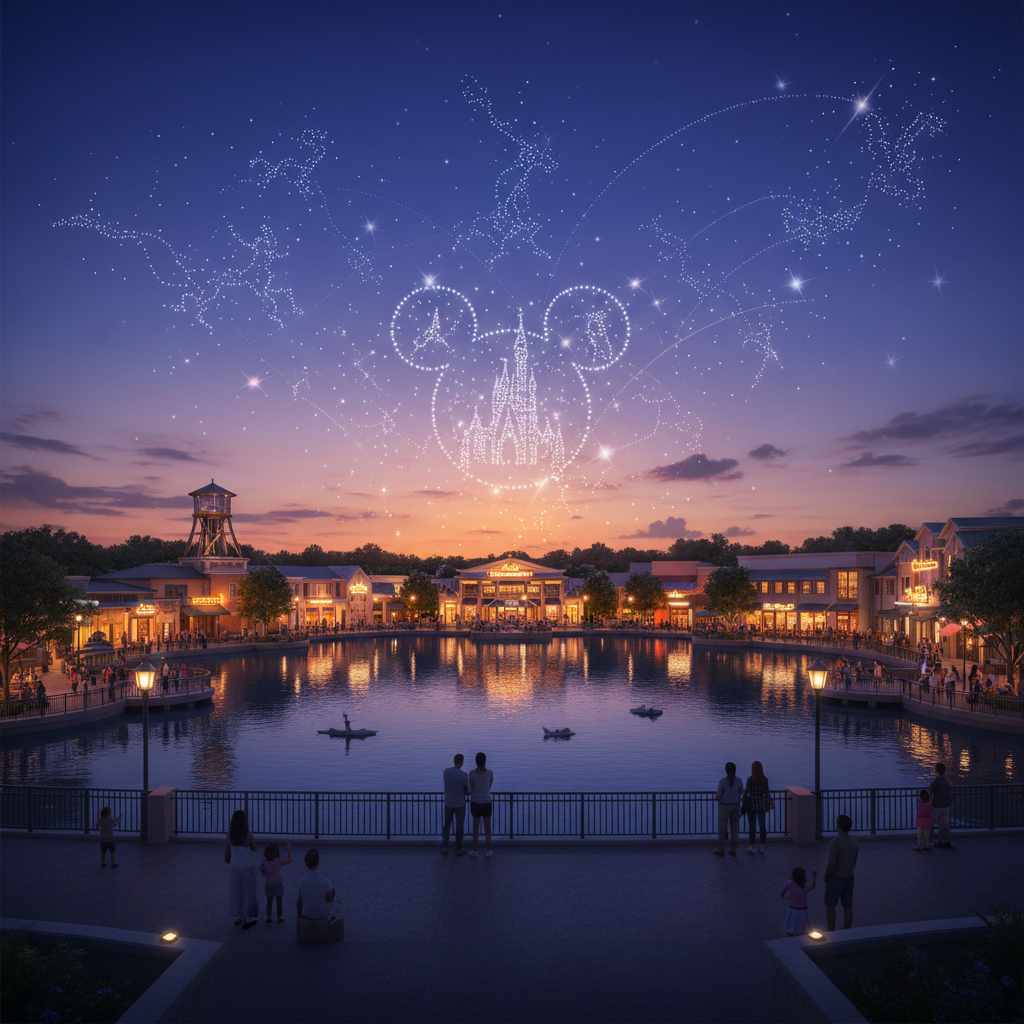 Overview of the Drone Show - what time is the disney springs drone show